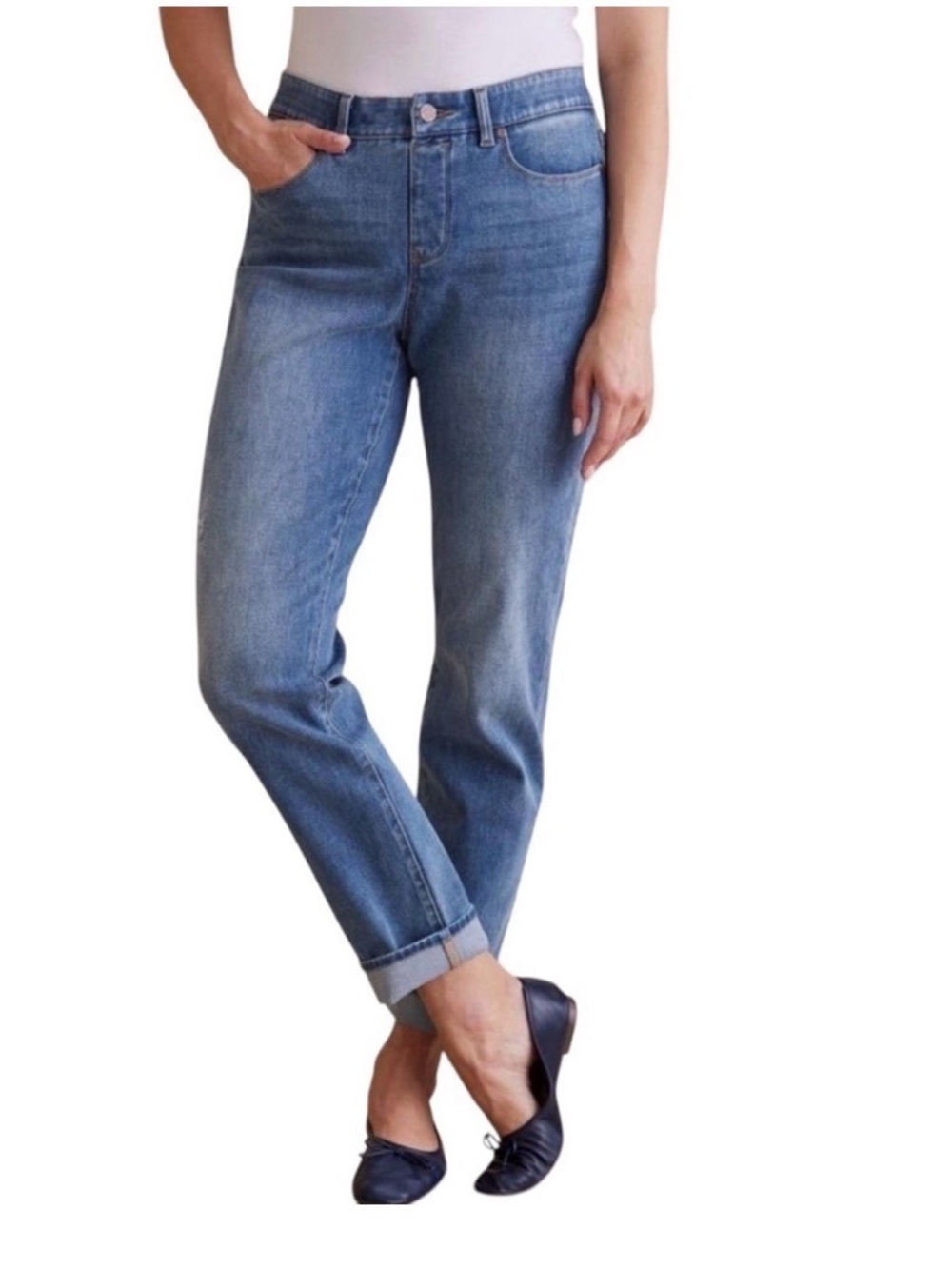 Soft Surroundings The Ultimate Denim Relaxed Straight Pull on Jeans. S (30x28.5)